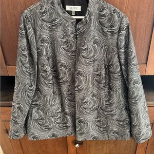 Kasper Women's Elegant Black and Gray Patterned Blazer